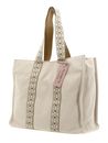 COCCINELLE Never Without Bag Ribbon Handbag Canvas Fabric Natural