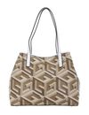 GUESS Vikky Large Tote Taupe Logo