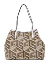 GUESS Vikky Large Tote Taupe Logo
