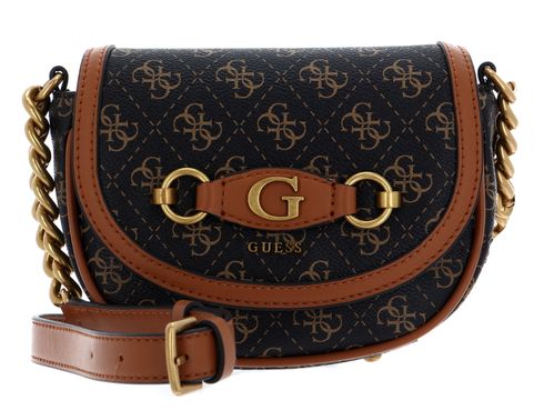 GUESS Izzy Mini Crossbody Flap Brown Logo / Cognac