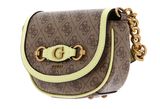 GUESS Izzy Mini Crossbody Flap Latte Logo / Light Lime GUESS Izzy Mini Crossbody Flap Latte Logo / Light Lime