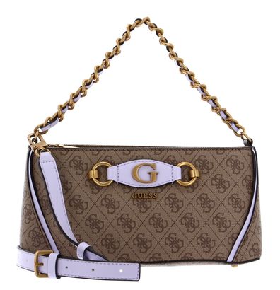 GUESS Izzy Crossbody Top Zip Latte Logo / Lavender