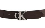 Calvin Klein CKJ Monogram Round Reversible Leather Belt 35MM W95 Black / Bitter Brown