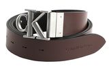 Calvin Klein CKJ Monogram Round Reversible Leather Belt 35MM W105 Black / Bitter Brown