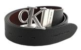 Calvin Klein CKJ Monogram Round Reversible Leather Belt 35MM W115 Black / Bitter Brown
