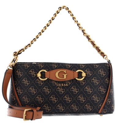 GUESS Izzy Crossbody Top Zip Brown Logo / Cognac