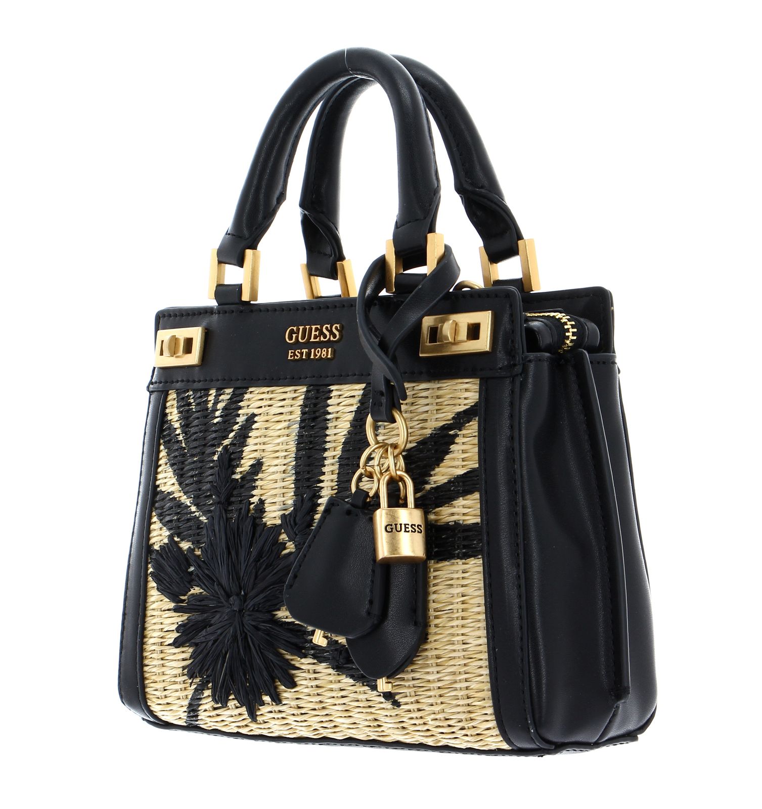 Buy Guess Katey Logo Detailed Mini Satchel In Black