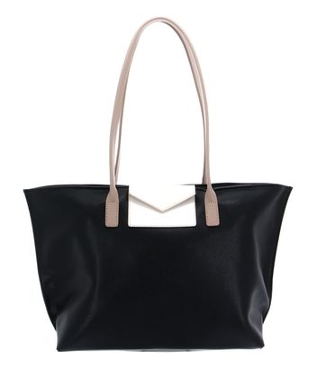 LANCASTER Maya Tote Bag L Noir - Ecru - Nude