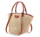 LANCASTER Actual Osier Tote Bag Beige - Cognac LANCASTER Actual Osier Tote Bag Beige - Cognac