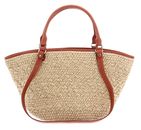 LANCASTER Actual Osier Tote Bag Beige - Cognac LANCASTER Actual Osier Tote Bag Beige - Cognac