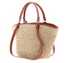 LANCASTER Actual Osier Tote Bag Beige - Cognac LANCASTER Actual Osier Tote Bag Beige - Cognac