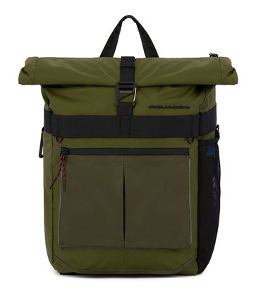 PIQUADRO Arne Roll Top Computer Backpack With LED Light Verde