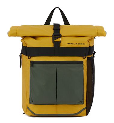 PIQUADRO Arne Roll Top Computer Backpack With LED Light Giallo