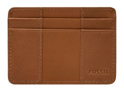 Portefeuille Fossil Andrew Magnetic Zip Card Case – Cuir Saddle, Neuf Avec Étiquettes