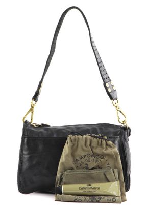 Sac Bandoulière CAMPOMAGGI Circle En Cuir Noir – Neuf Avec étiquettes, Fabriqué En Italie