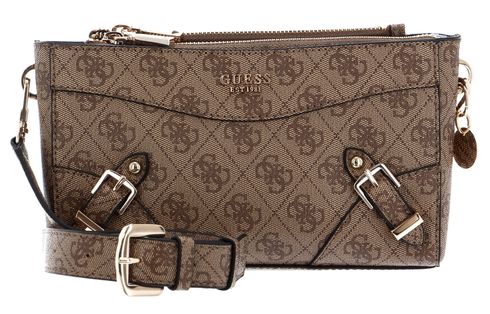 GUESS Didi Mini Double Compartment Top Zip Latte Logo