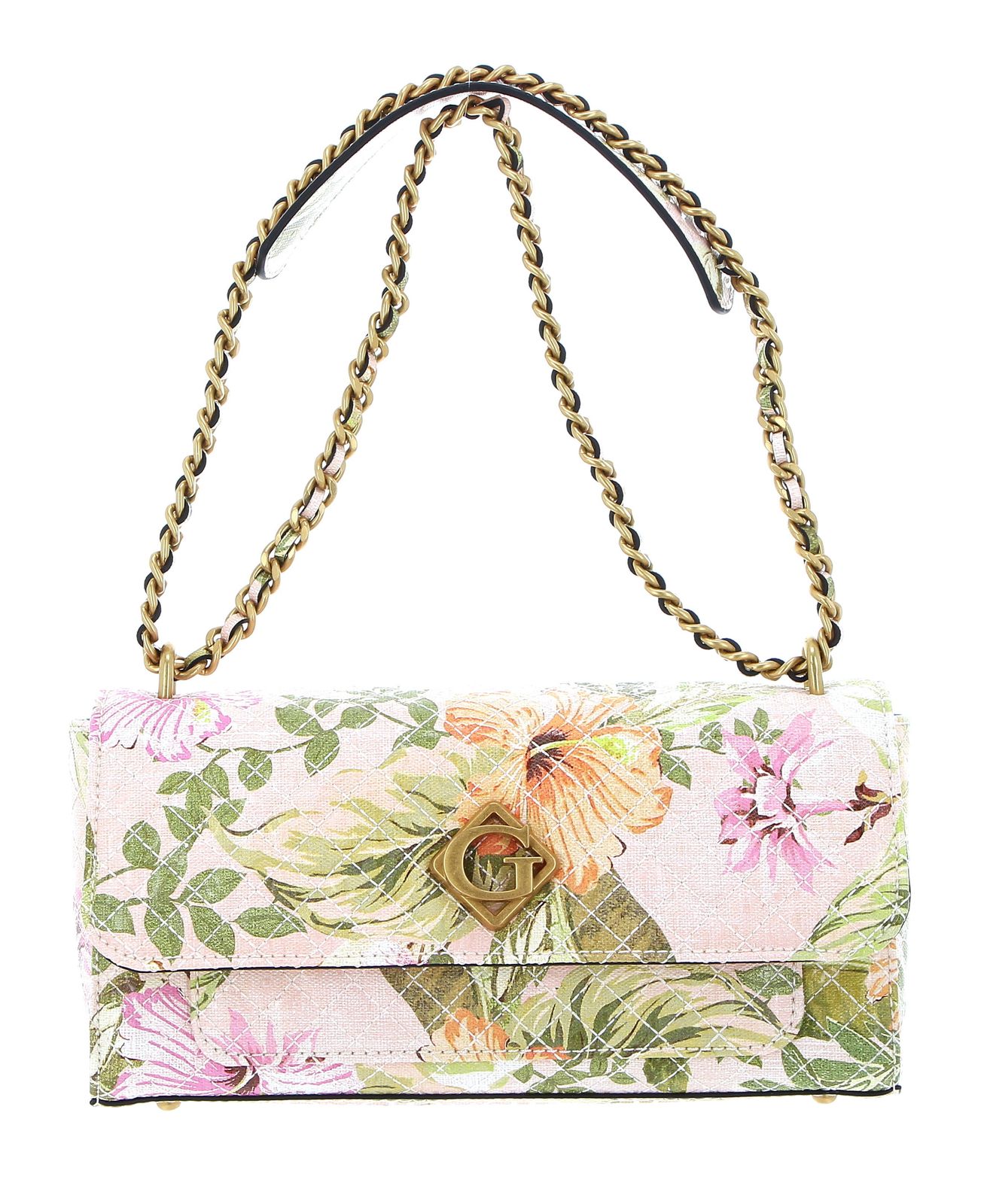 GUESS cross body bag Nerina Convertible Xbody Flap Peach Floral | Buy ...