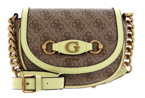 GUESS Izzy Mini Crossbody Flap Latte Logo / Light Lime