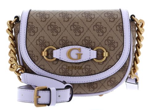 GUESS Izzy Mini Crossbody Flap Latte Logo / Lavender