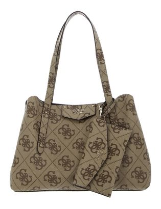 GUESS Eco Brenton Girlfriend Satchel Latte Logo