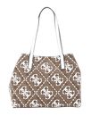 GUESS Vikky Large Tote Latte Logo / White GUESS Vikky Large Tote Latte Logo / White
