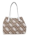 GUESS Vikky Large Tote Latte Logo / White GUESS Vikky Large Tote Latte Logo / White