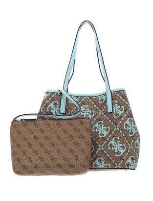 GUESS Vikky Large Tote Latte Logo / Ice Blue