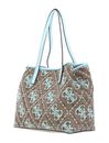 GUESS Vikky Large Tote Latte Logo / Ice Blue GUESS Vikky Large Tote Latte Logo / Ice Blue