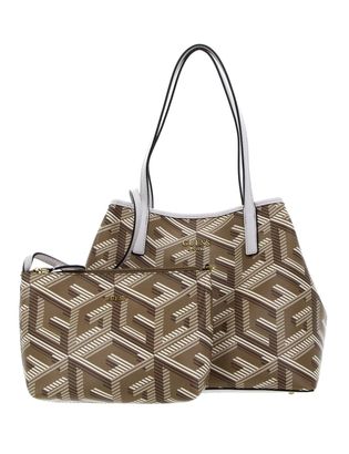 GUESS Vikky Large Tote Taupe Logo