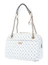 GUESS Abey Top Zip Shoulder Bag White Logo