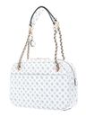 GUESS Abey Top Zip Shoulder Bag White Logo