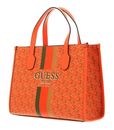 GUESS Silvana Two Compartment Tote Orange Logo