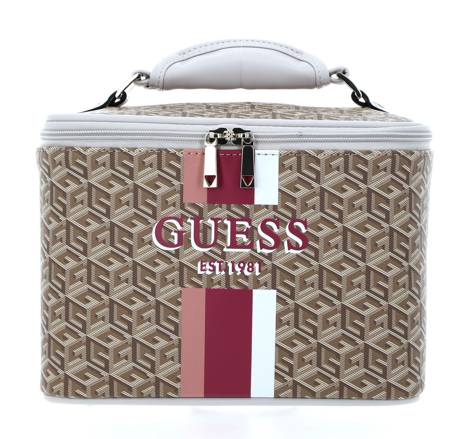 GUESS makeup bag Wilder Beauty Case Taupe Logo | Buy bags, purses ...