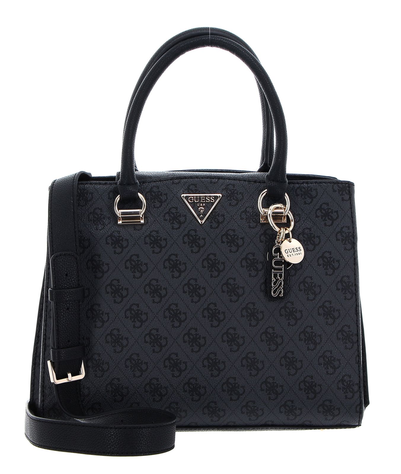 GUESS handbag Noelle Girlfriend Satchel Coal Logo | Buy bags, purses ...