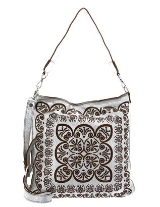 CATERINA LUCCHI Peperomia Shoulder Bag Argento + T / Cognac