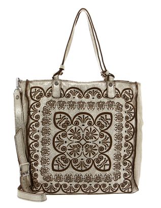 CATERINA LUCCHI Peperomia Shopping Bag Platino + T / Cognac