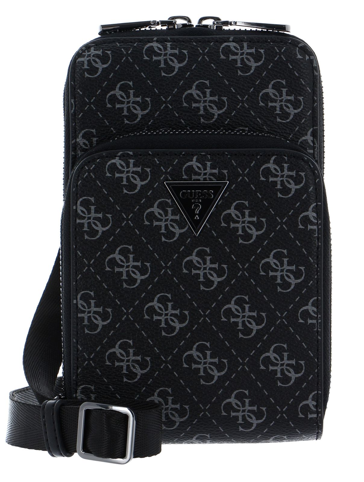 GUESS cross body bag Double Zip Around Crossbody Dark Black | Buy bags ...