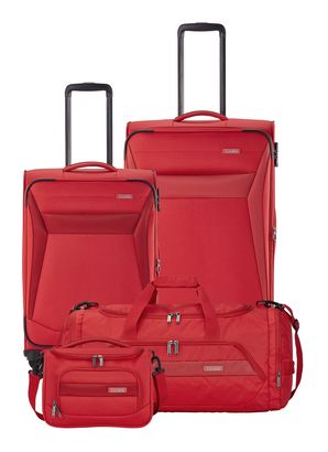 travelite Chios 4W Trolley L / M + Travel Bag + Beauty Case Red