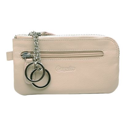 Esquire Viktoria Key Case with Zip Beige