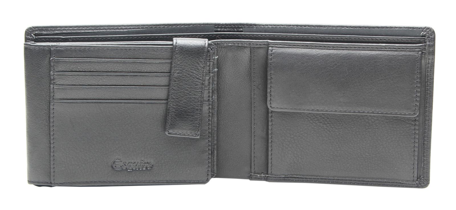 Esquire Portafoglio Duo I In Pelle - 9 Cm - Nero - Con Scomparti Segreti Per Carte E Banconote