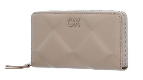 Calvin Klein Re-Lock Quilt Zip Around Wallet Silver Milk