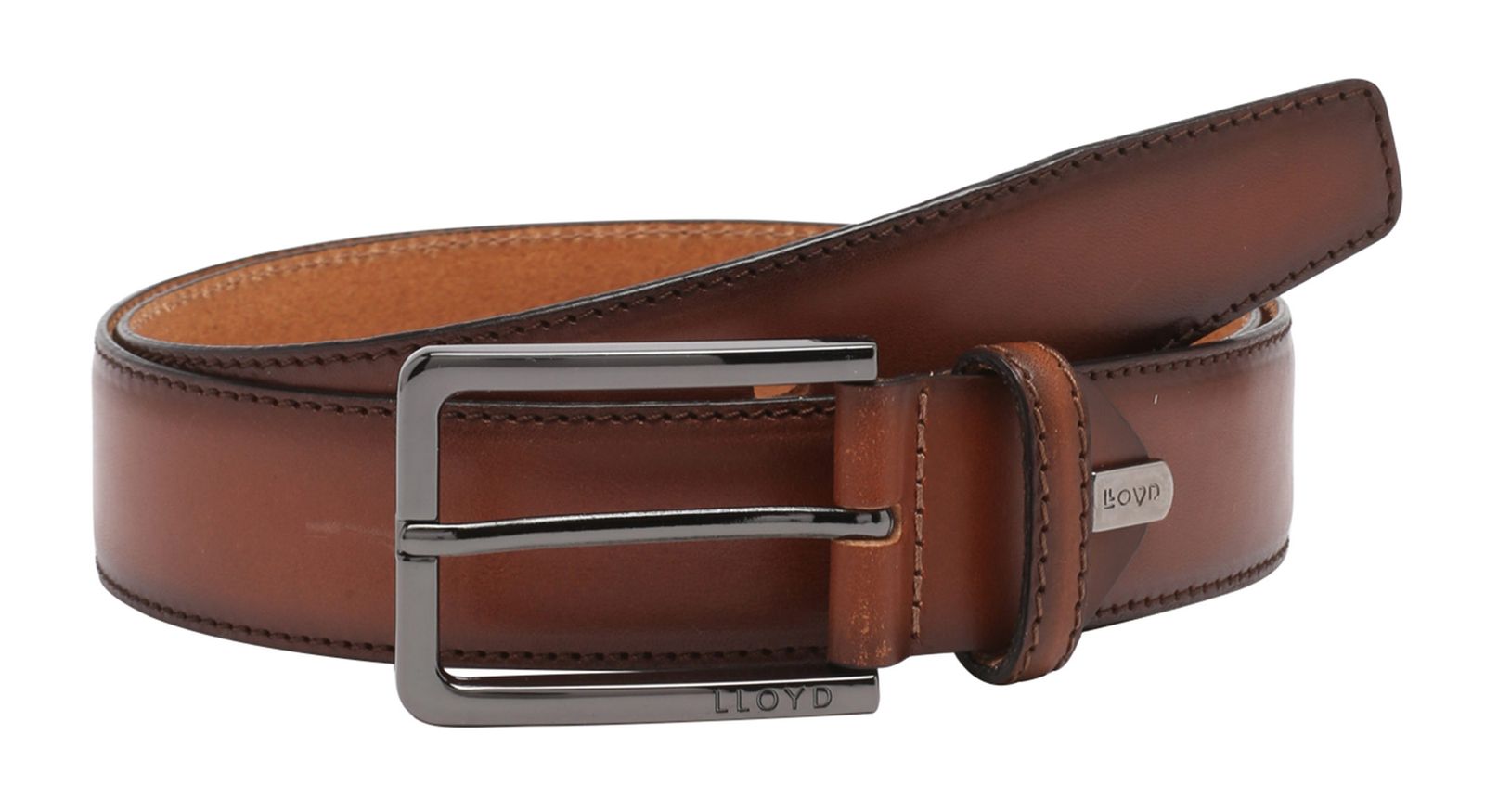 LLOYD Cintura Uomo In Pelle W115 | Larga 3,5 Cm | Colore Whisky Marrone | Chiusura A Spilla