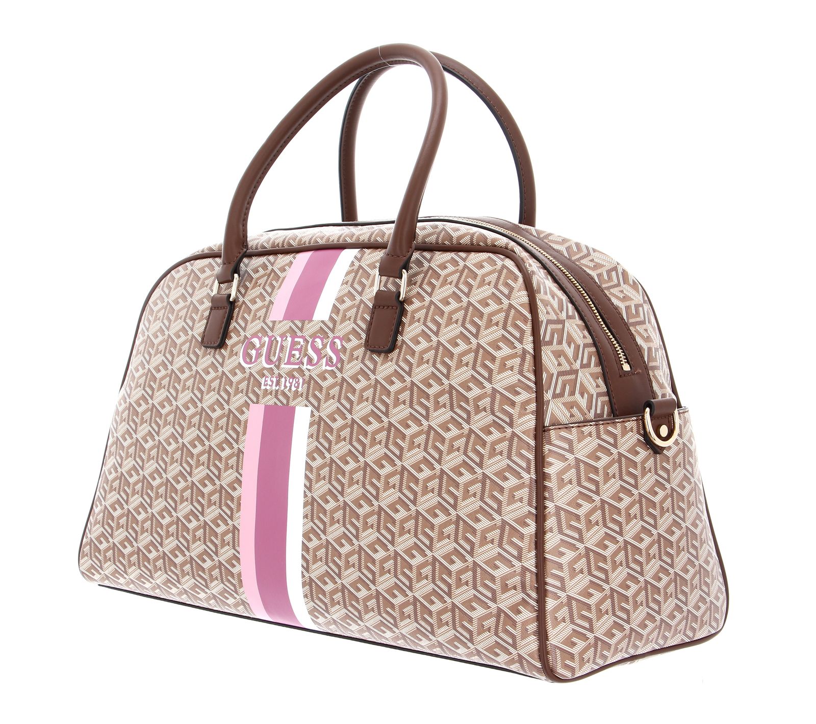 GUESS Reisetasche Wilder Travel Weekender Duffel Bag Taupe Logo modeherz