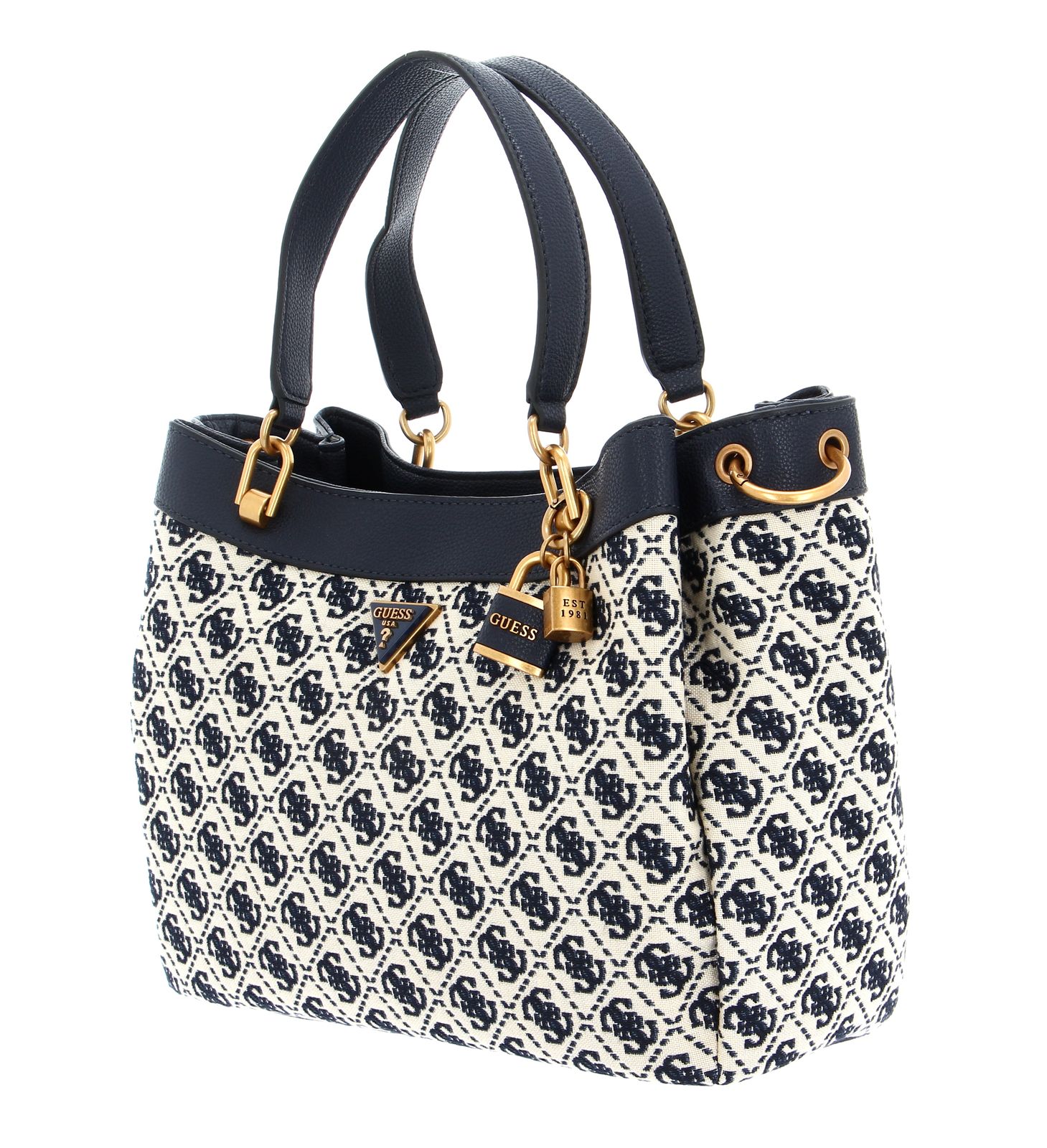 GUESS Shemara Girlfriend Carryall Hobo Bag L Navy Logo | Buy Bags ...