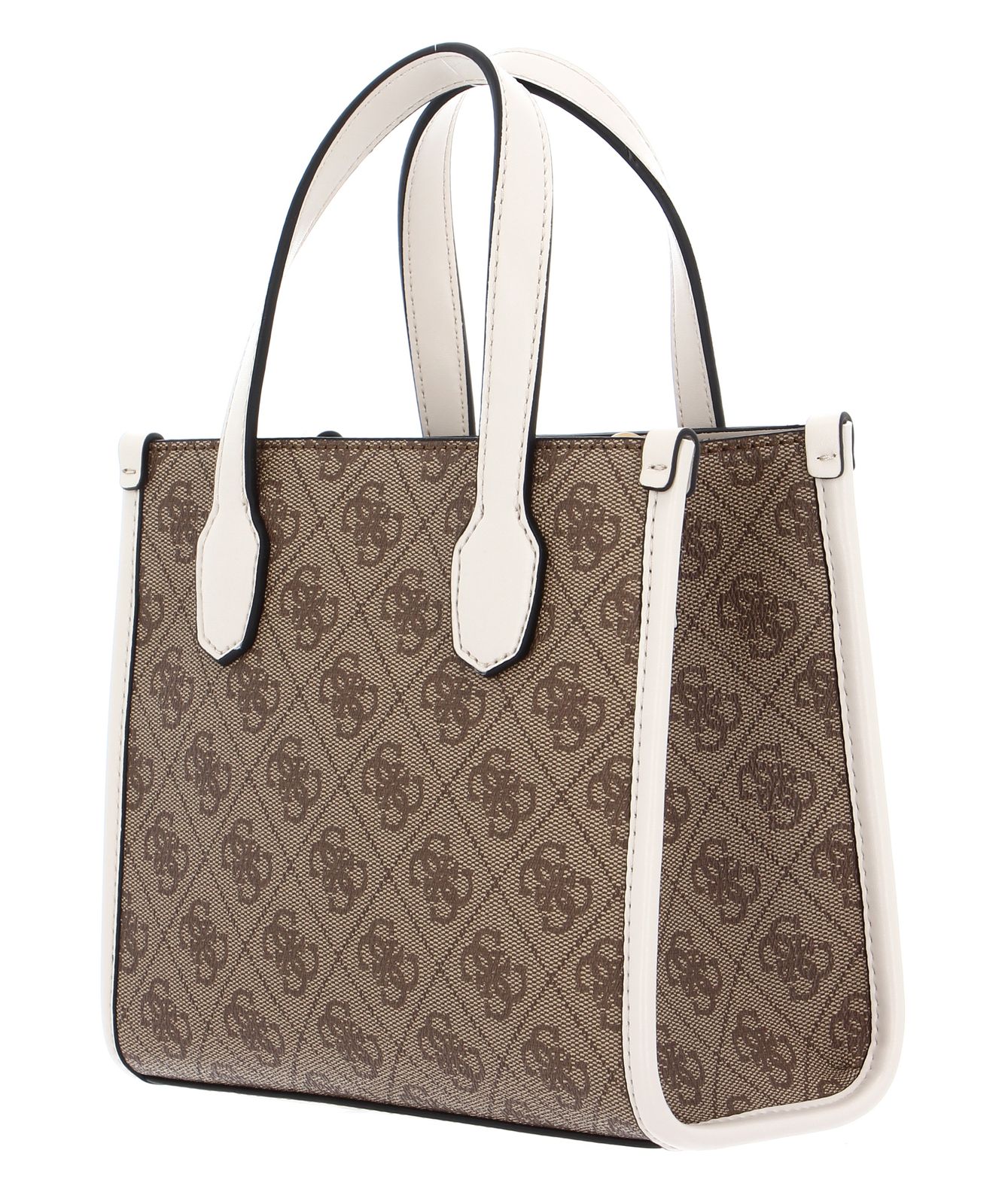 GUESS Silvana Two Compartment Ever Mini Tote Latte Logo Stone