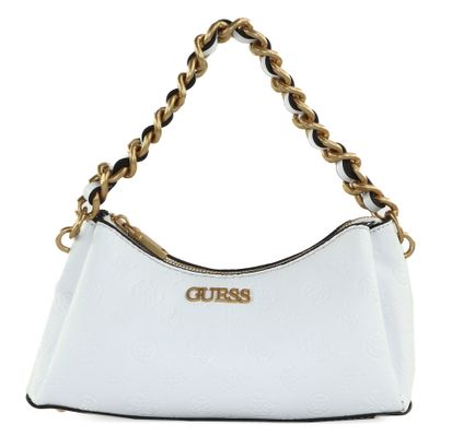 GUESS Geva Three Compartment Shoulder Bag White Logo