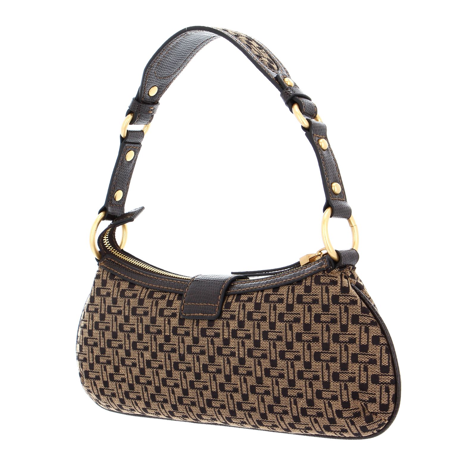 GUESS Belle Vintage Top Zip Shoulder Bag Brown Logo | Buy bags
