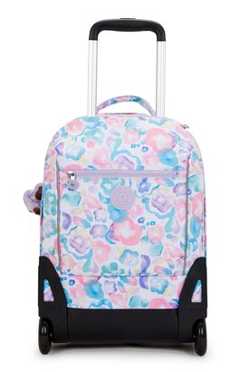 kipling Back To School Print Sari Wheeled Backpack Aqua Flowers