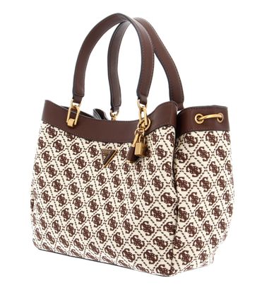 GUESS Shemara Girlfriend Carryall Hobo Bag L Brown Logo