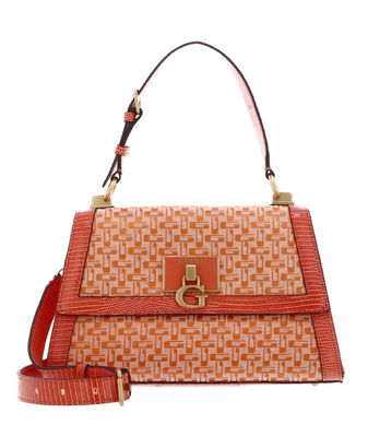 GUESS Stephi Girlfriend Flap Satchel Bag Orange Logo